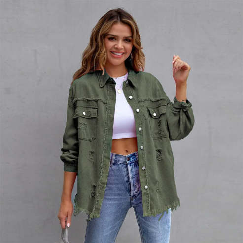 Clara Vang | Oversized denim jacket with distressed details