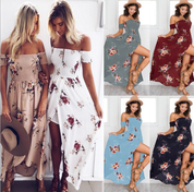 Nanna Kristensen | Blomstret maxi-kjole med bare skuldre