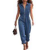 Catalina Vega | Sleeveless jumpsuit i army green med lynlås
