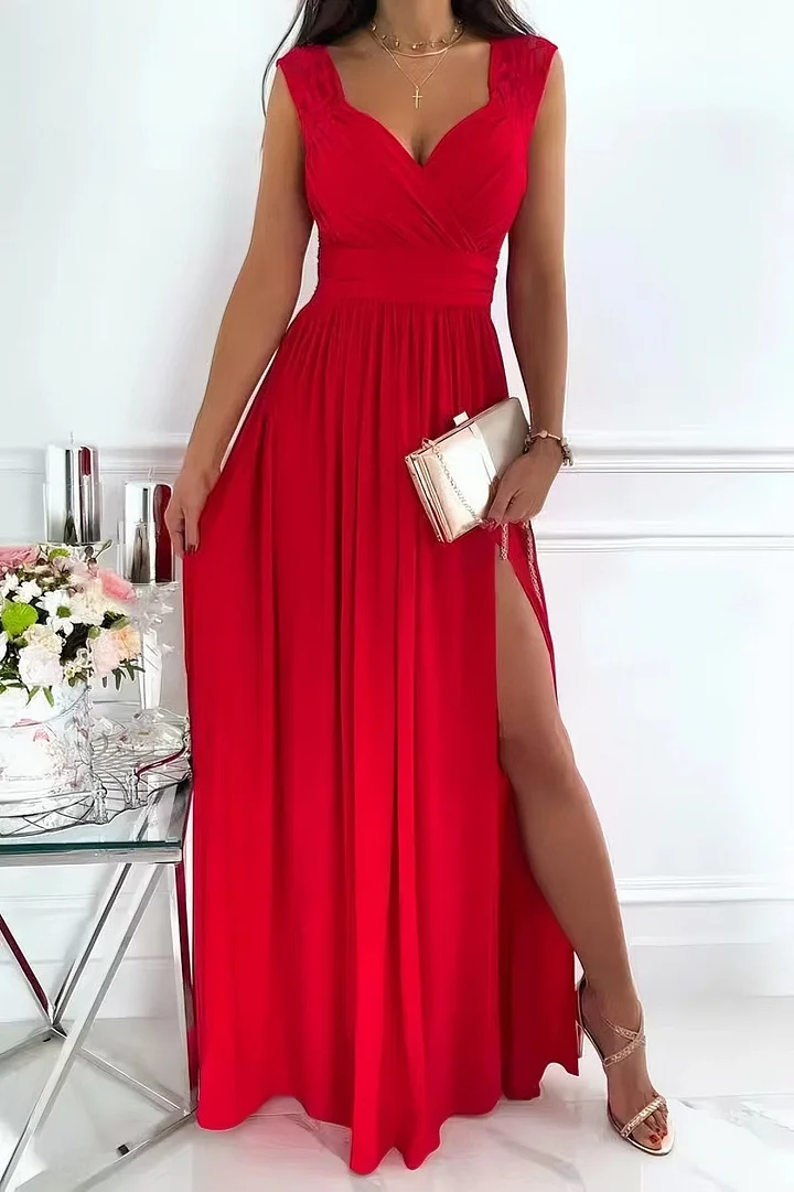 Gianna Ashcroft | Ærmeløs Maxi-kjole i Blush med Blonde-detaljer