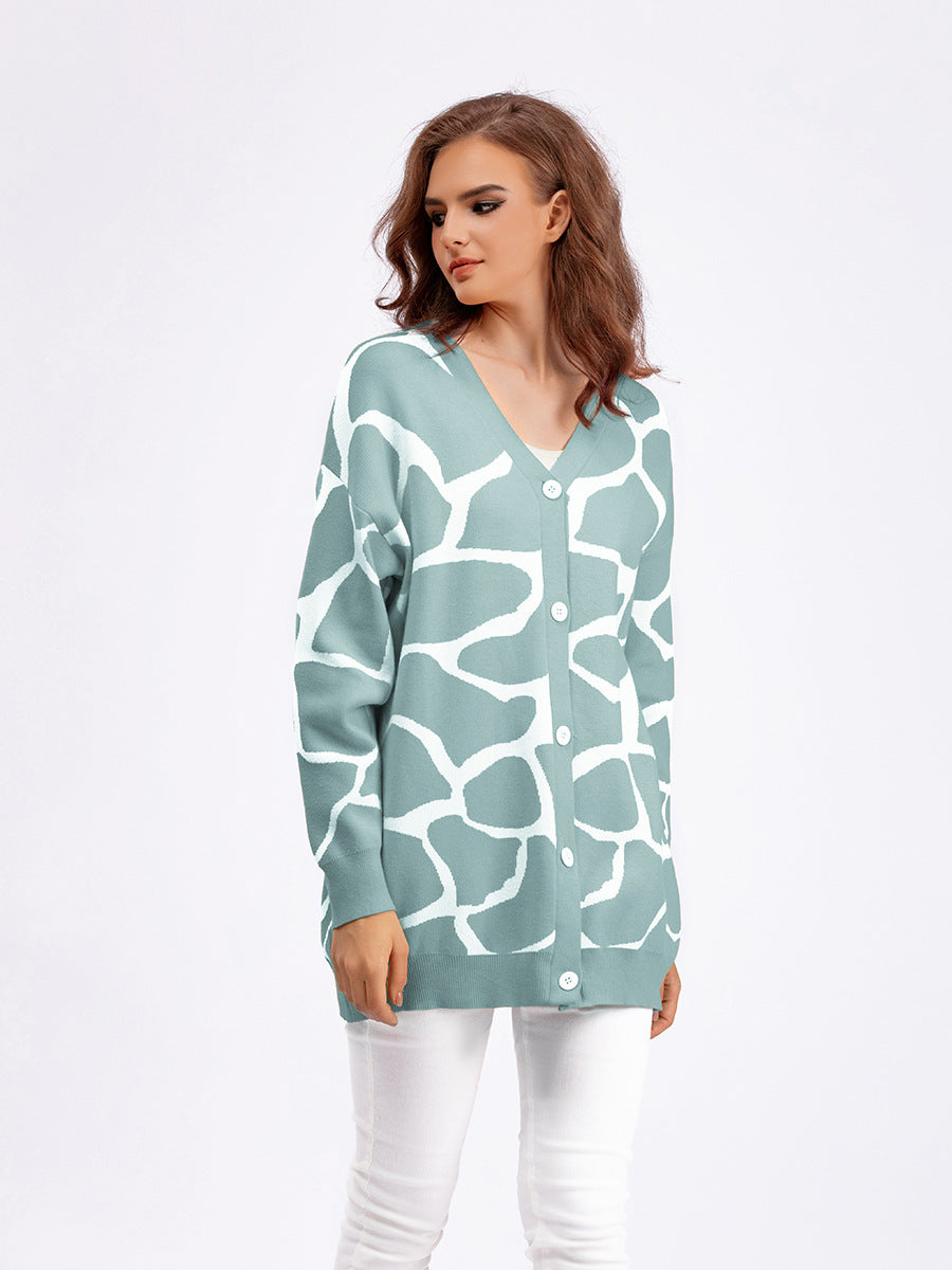 Rikke Overgaard | Jacquard-Strickjacke mit grafischem Muster in Oversize-Passform