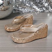 Maja Hansen | Glitter Wedge Flip Flops med pailletter til kvinder