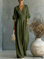 Renata Olivares | Wide-leg jumpsuit med V-hals til kvinder