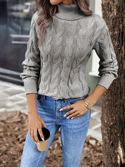 Lise Bonde | Pullover mit Zopfmuster und Rollkragen in Rot