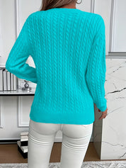 Lotte Andersen | Cable-Strikket Sweater med Rund Hals