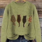 Agnete Lindholm | Grov strikket sweater med kattesilhuetter