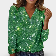 Rosalba Sinclair | V-hals Diamant Bluse med Pailetter