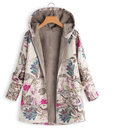 Bettina Storgaard | Hooded jakke med etnisk print og plysfor