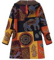 Bettina Storgaard | Hooded jakke med etnisk print og plysfor