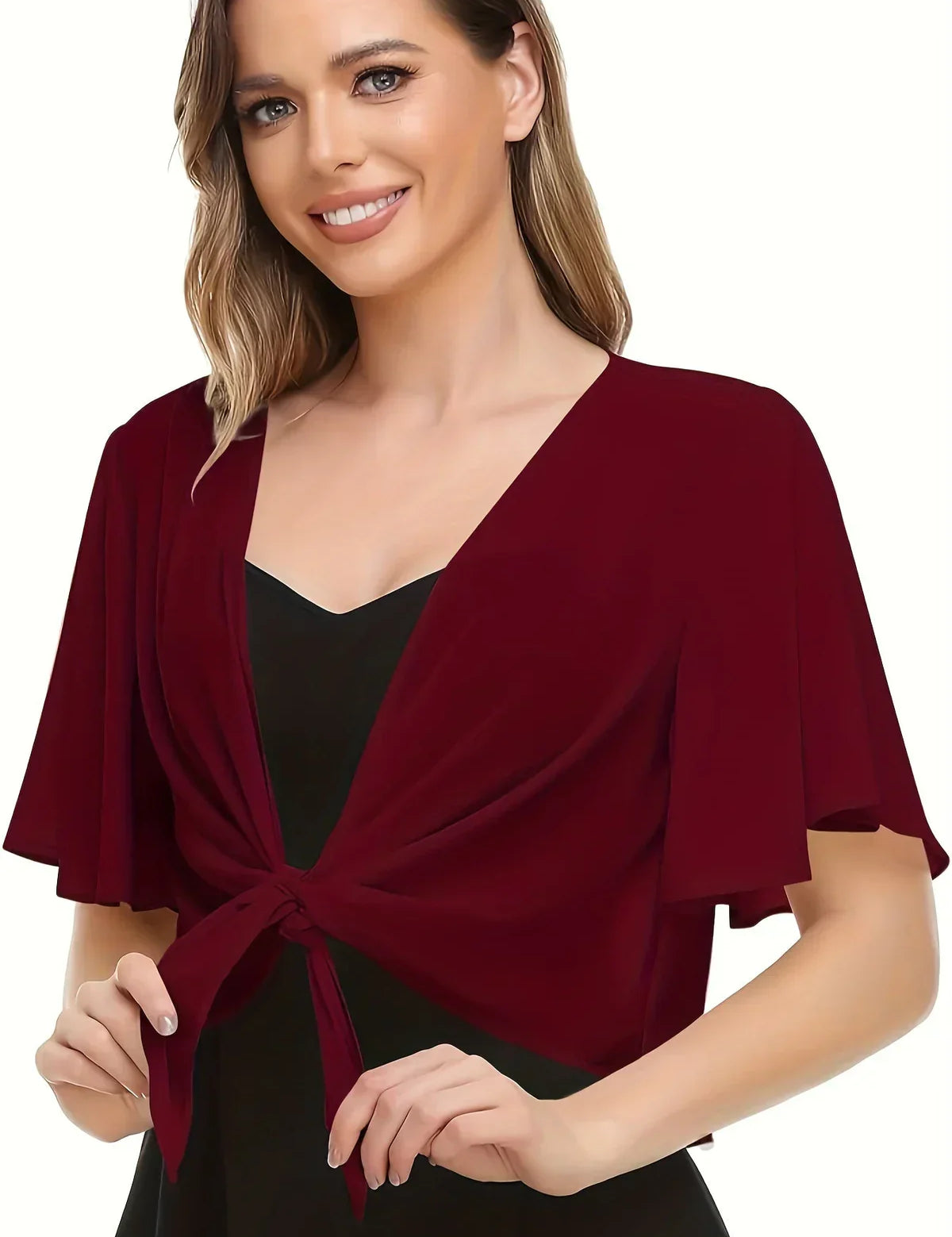 Colette Beaumont | Elegant slå-om bluse med chiffonærmer til kvinder