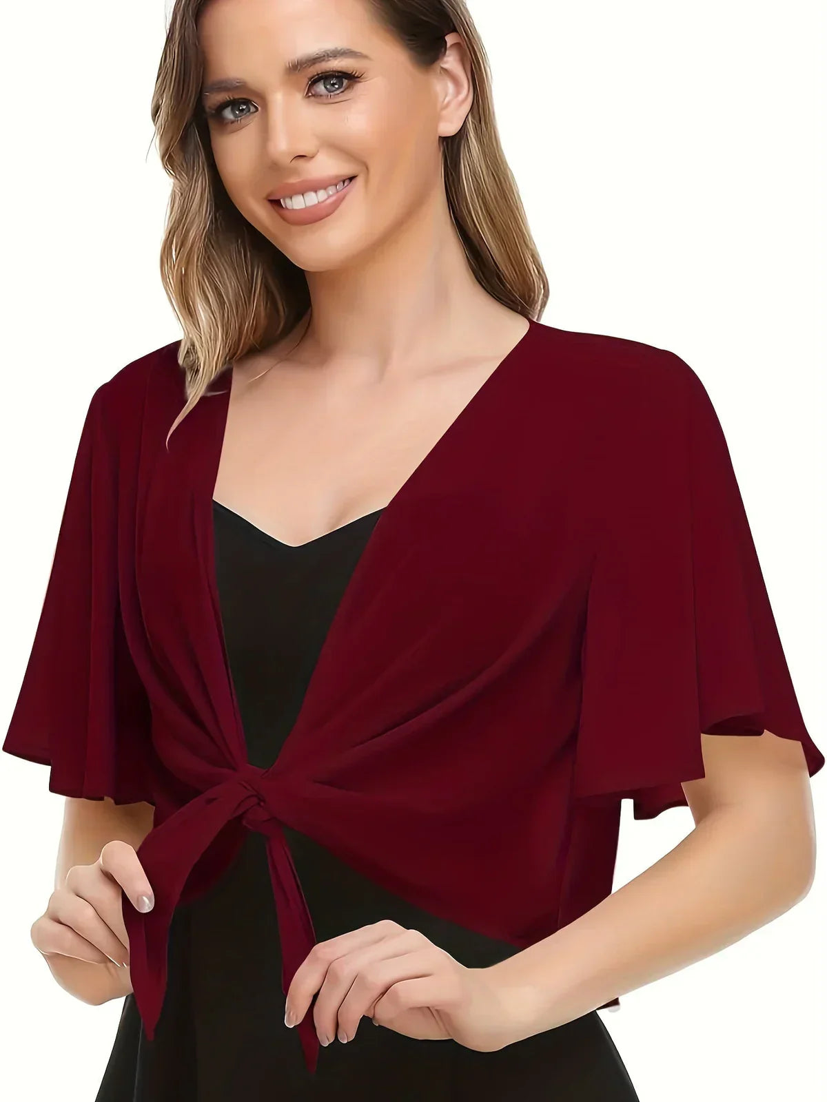 Colette Beaumont | Elegant slå-om bluse med chiffonærmer til kvinder