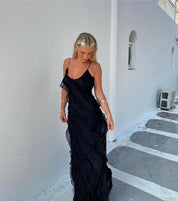 Juliette Moreau | Maxi kjole med romantiske flæsedetaljer