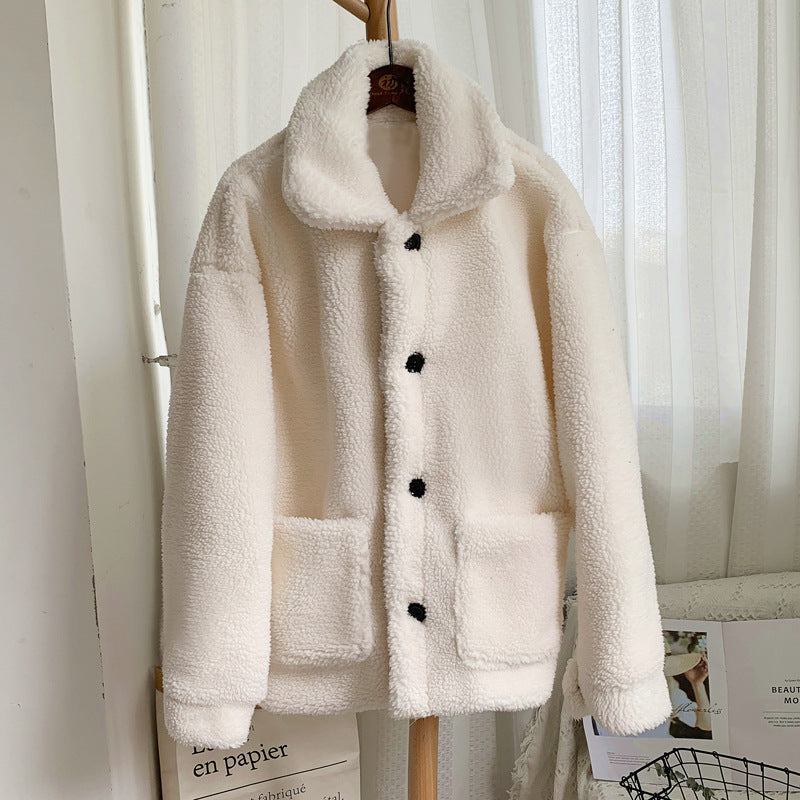 Anna Solberg | Teddy-frakke i pink shearling-look