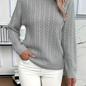 Lotte Andersen | Cable-Strikket Sweater med Rund Hals