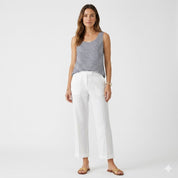 Margherita Velluto | Linned Bukser i Hvid – Let og Åndbar Casual Stil