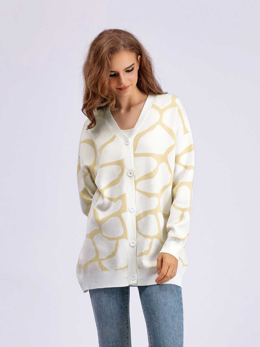 Rikke Overgaard | Jacquard-Strickjacke mit grafischem Muster in Oversize-Passform
