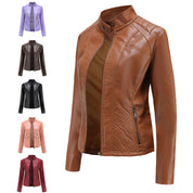 Vibeke Christensen | Cognac Leather Jacket with Zipper for Women