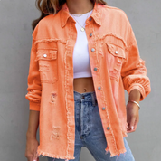 Clara Vang | Oversized denim jacket with distressed details