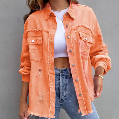 Clara Vang | Oversized denim jacket with distressed details