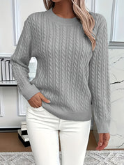 Lotte Andersen | Cable-Strikket Sweater med Rund Hals