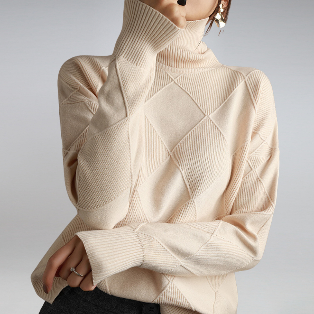 Sienna Malmström | Blød Cashmere Rullekravesweater i Beige