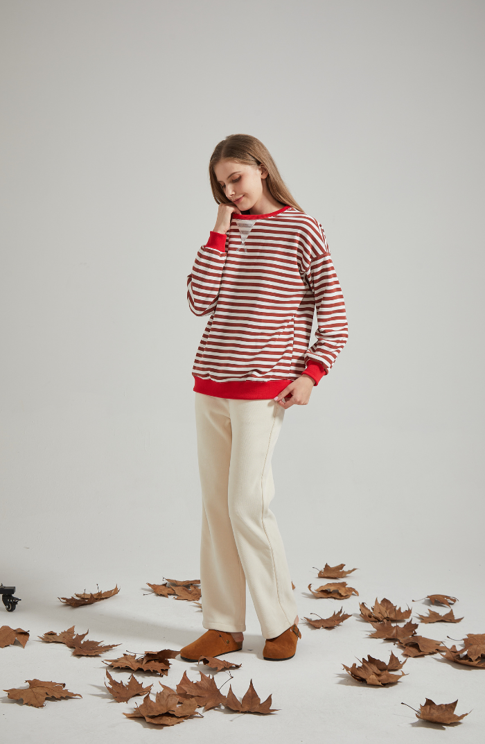 Loretta | Stribet Relaxed Fit Sweater med Blåt & Hvidt Mønster