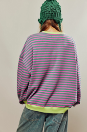Ottilie Ravenna | Oversized stribet sweatshirt i blå og hvid