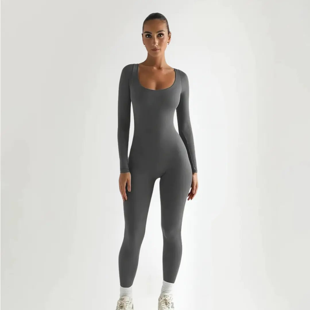 Natalie Rosewood | Langærmet Seamless Bodysuit i Charcoal
