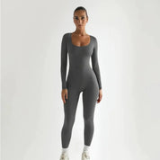 Natalie Rosewood | Langærmet Seamless Bodysuit i Charcoal