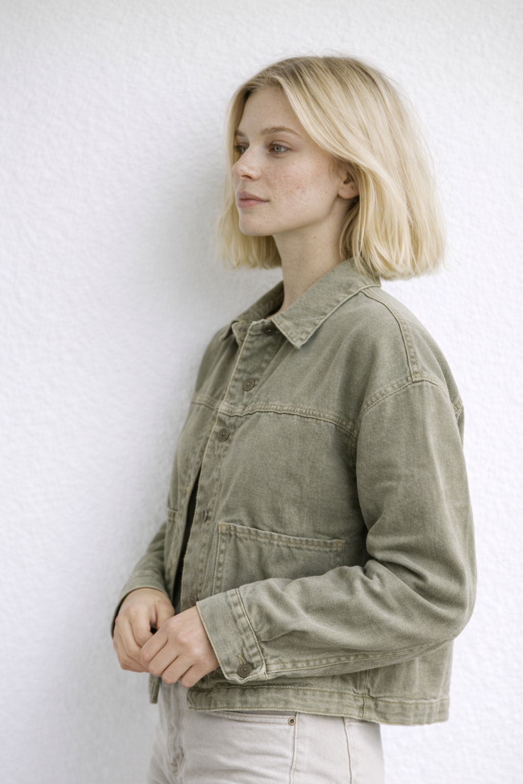 Sanne Kjeldgaard | Oliven Denimjakke til kvinder