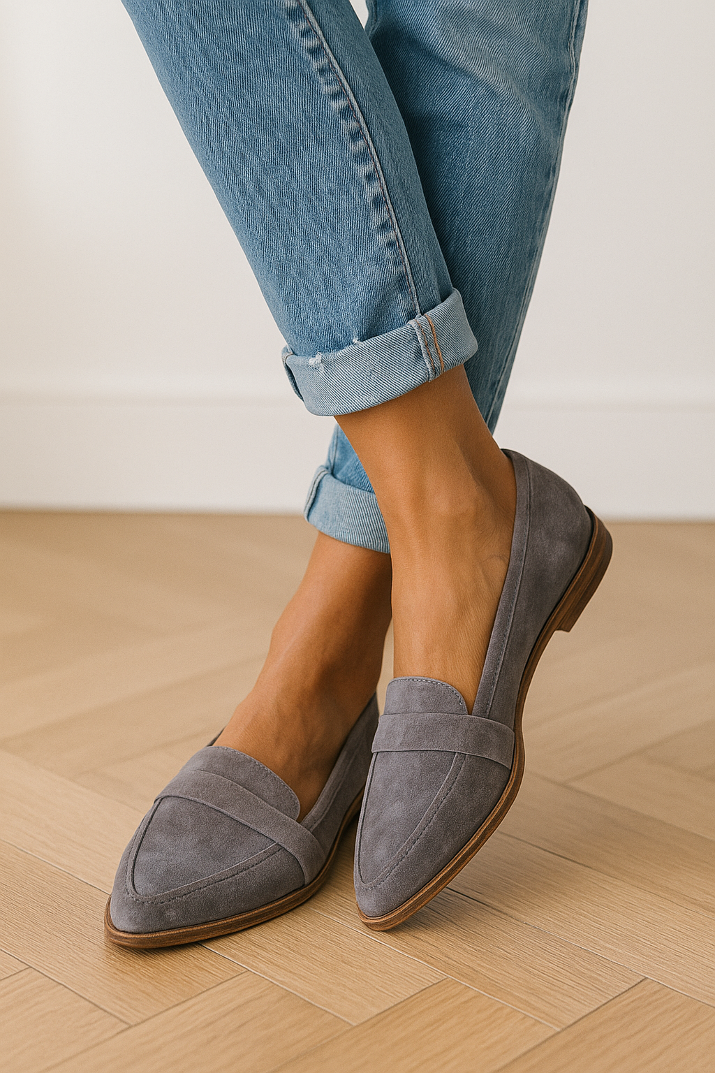 Sophie Laurent | Elegante loafers i ruskindslook
