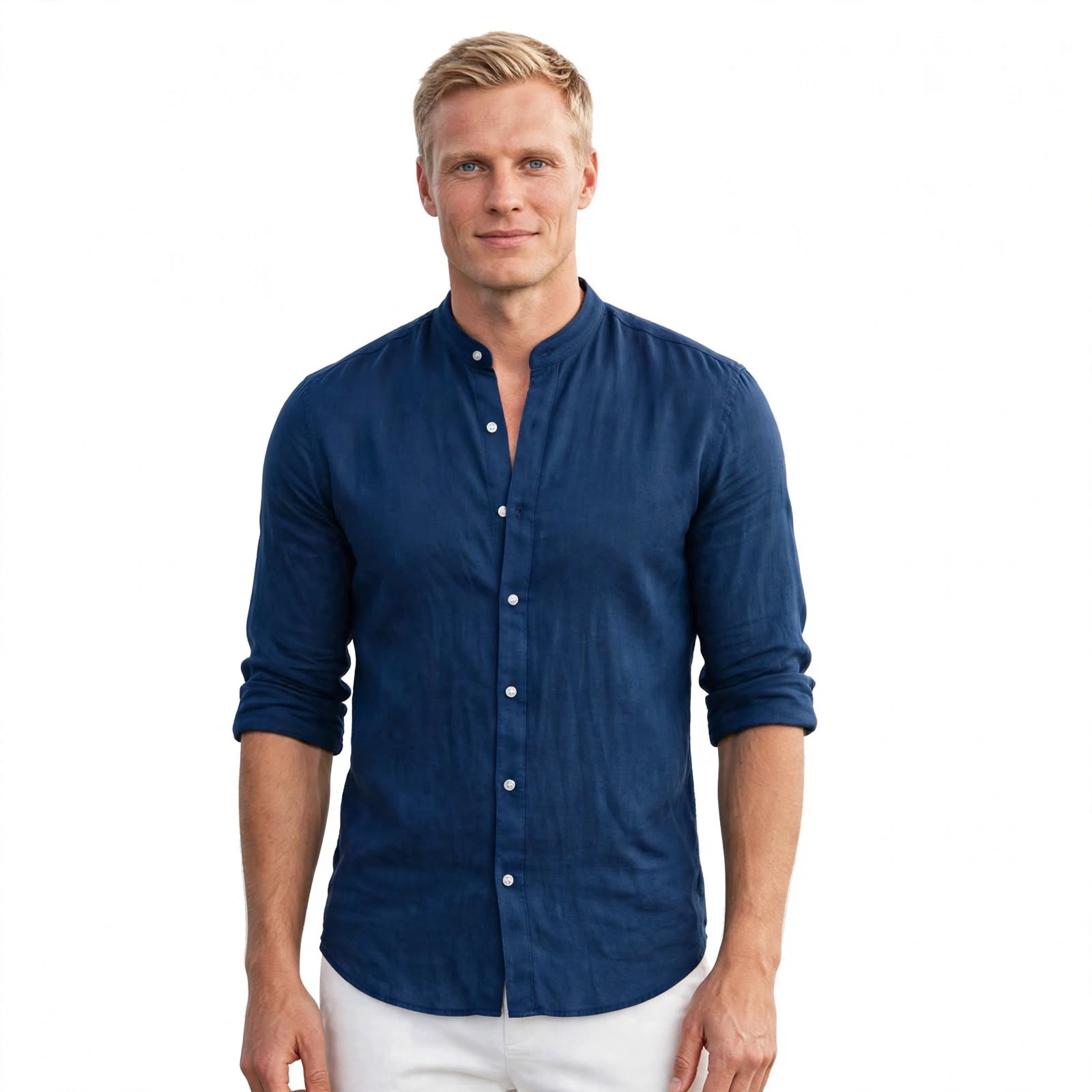 Kristoffer Vangsgaard | Slim Fit Herreskjorte med Mandarinkrave