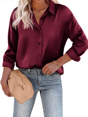 Aurore Pemberton | Elegant Skjortebluse med Knapper i Hvid
