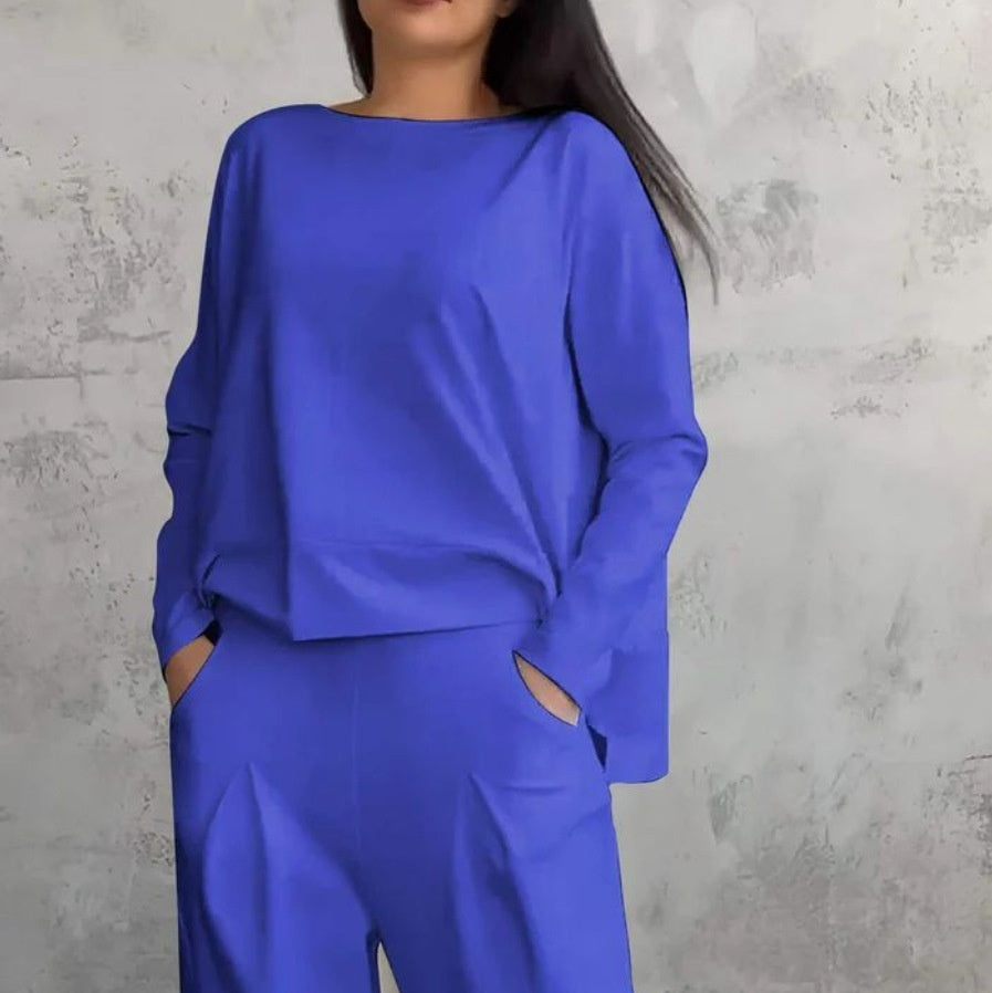 Dorte Riis | Casual Sæt med Løs Sweatshirt og Tapered Bukser