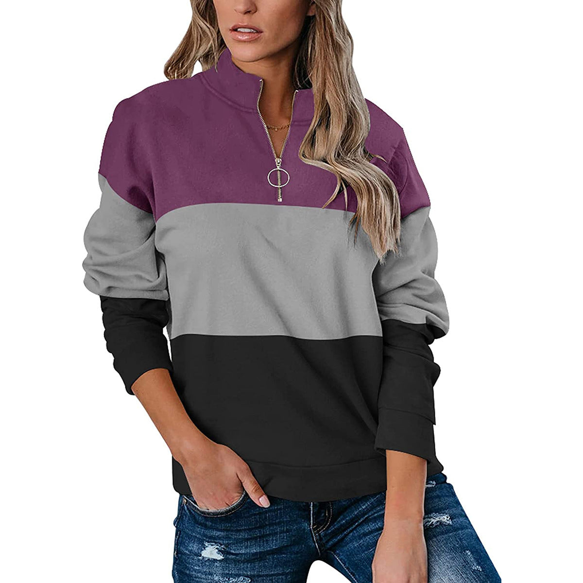 Nanna Sørensen | Colorblock-Sweatshirt mit Reißverschluss