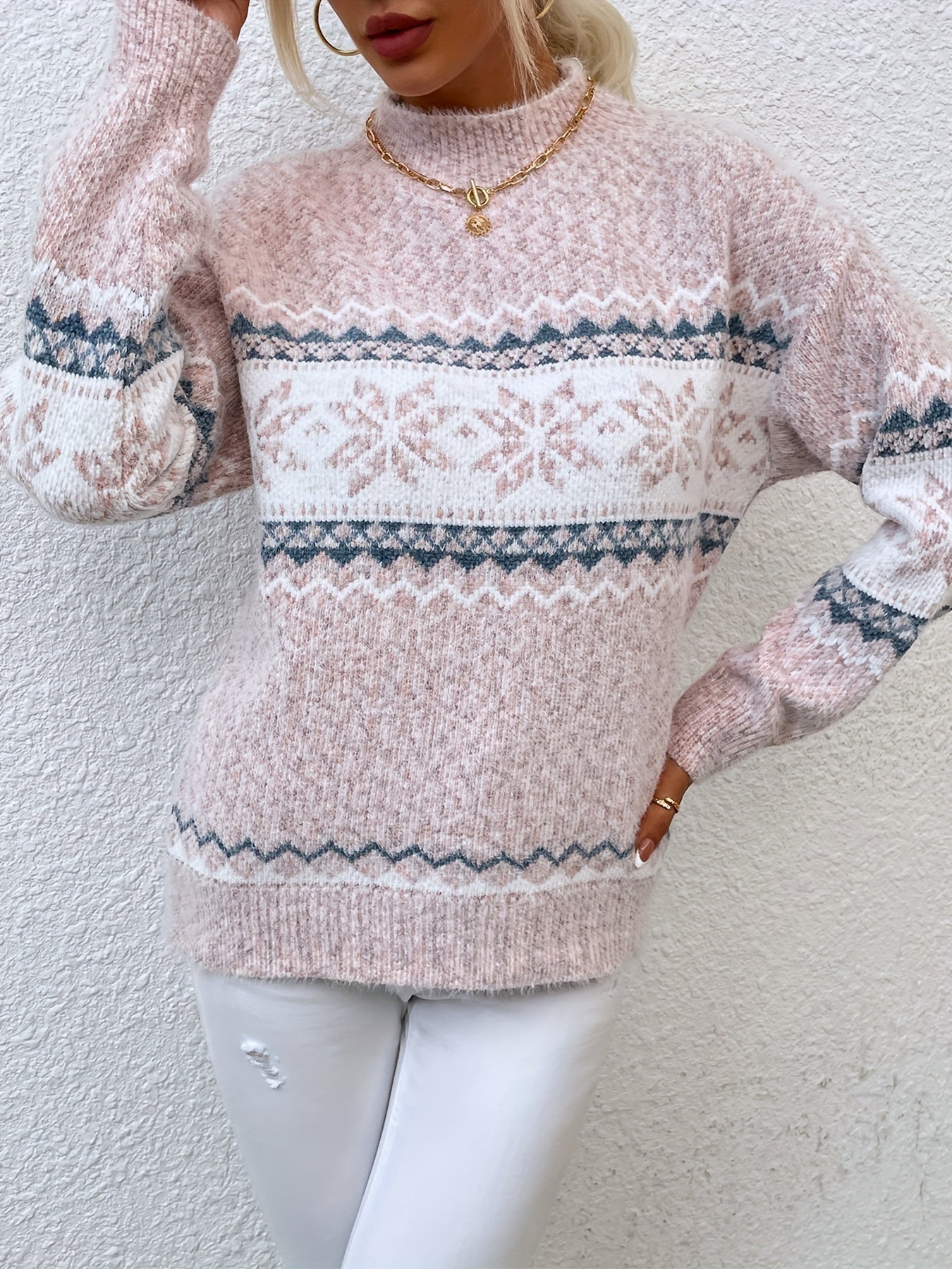 Christina Ravn | Schneeflockenpullover mit hohem Kragen