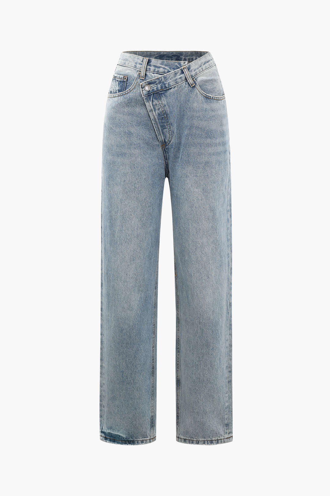 Charlotte Pembroke | High-Waist Straight-Leg Jeans med Asymmetrisk Design