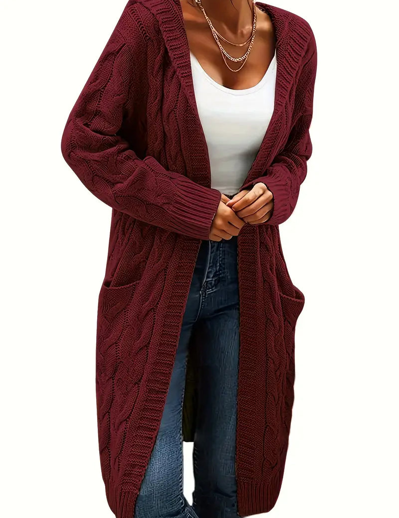 Rosina Alberti | Langarmet strikket cardigan med lommer i bordeaux