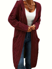 Rosina Alberti | Langarmet strikket cardigan med lommer i bordeaux