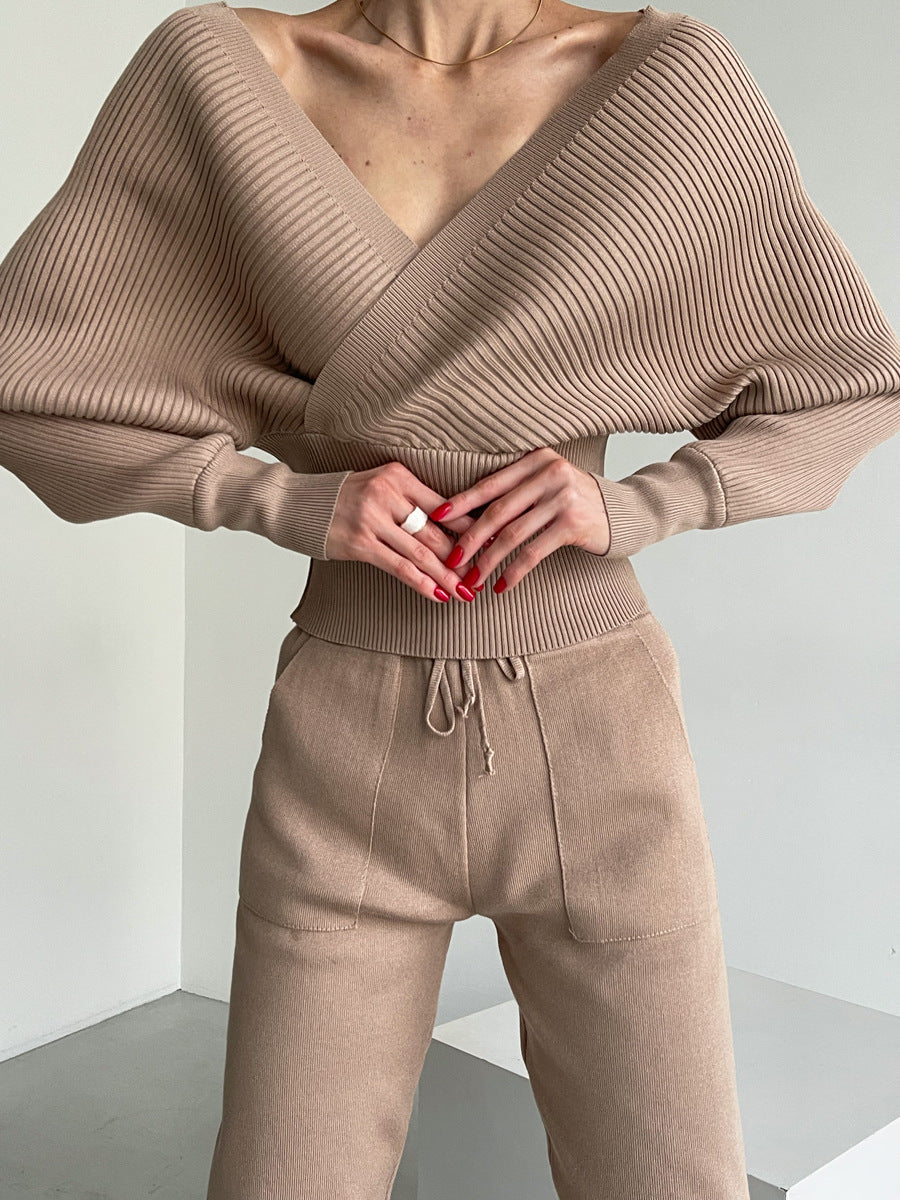 Elin Berggren | Off-shoulder Strikket Two-piece Sæt i Pink