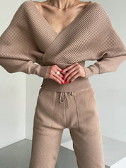 Elin Berggren | Off-shoulder Strikket Two-piece Sæt i Pink