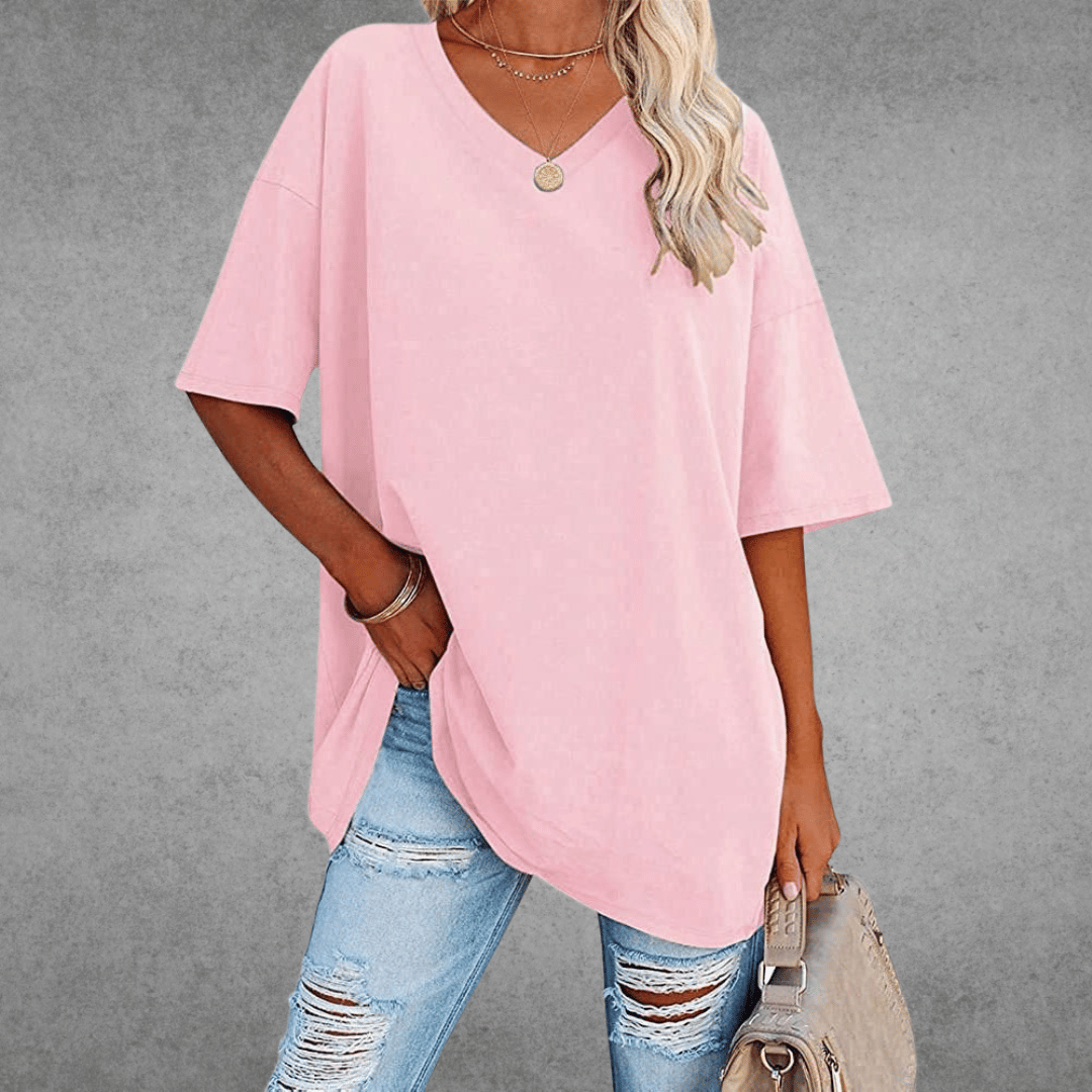 Sienna Moreau | Oversized V-hals T-shirt med afslappet elegance