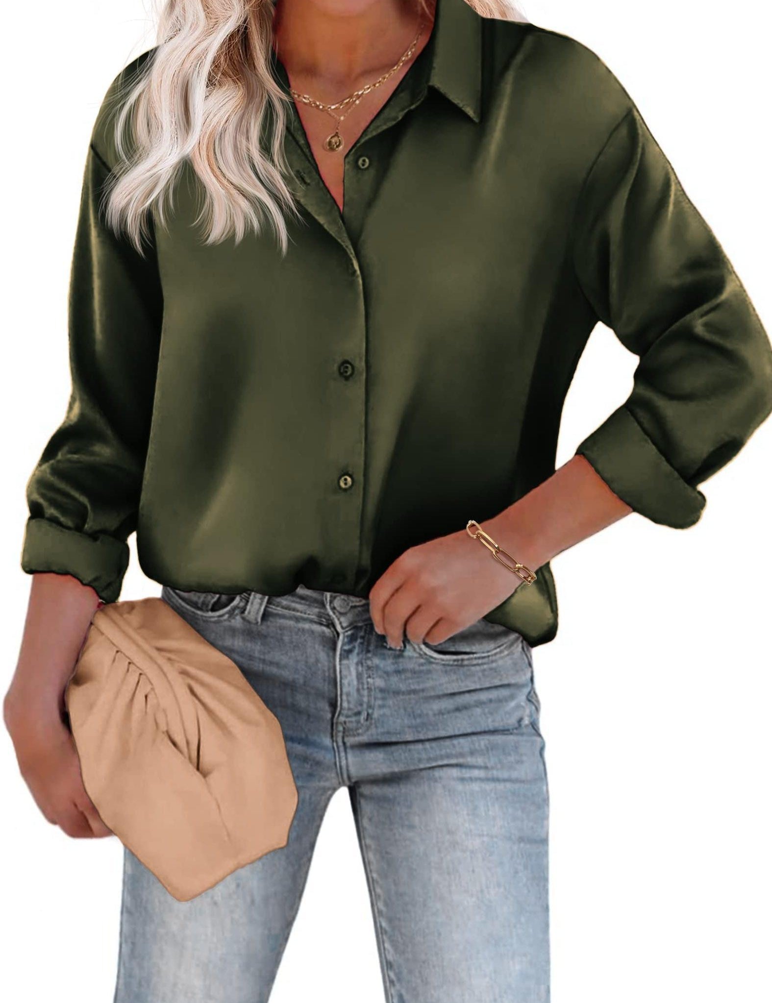 Aurore Pemberton | Elegant Skjortebluse med Knapper i Hvid