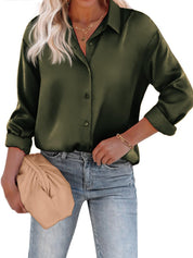 Aurore Pemberton | Elegant Skjortebluse med Knapper i Hvid