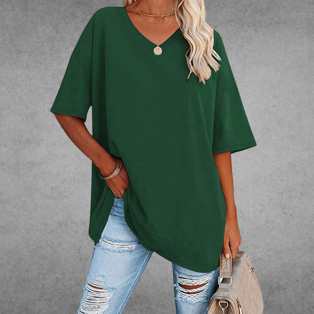 Sienna Moreau | Oversized V-hals T-shirt med afslappet elegance