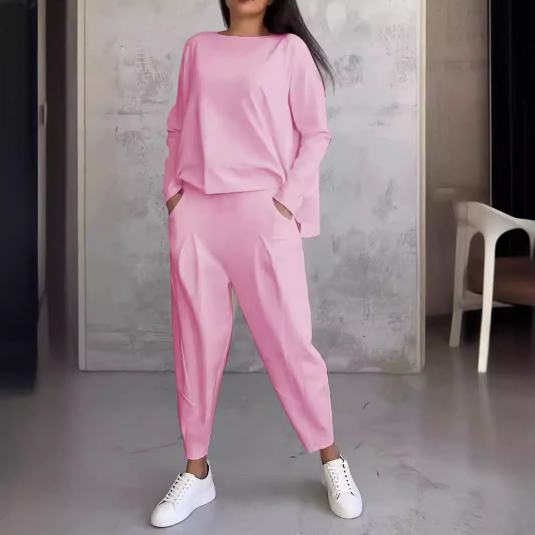 Dorte Riis | Casual Sæt med Løs Sweatshirt og Tapered Bukser