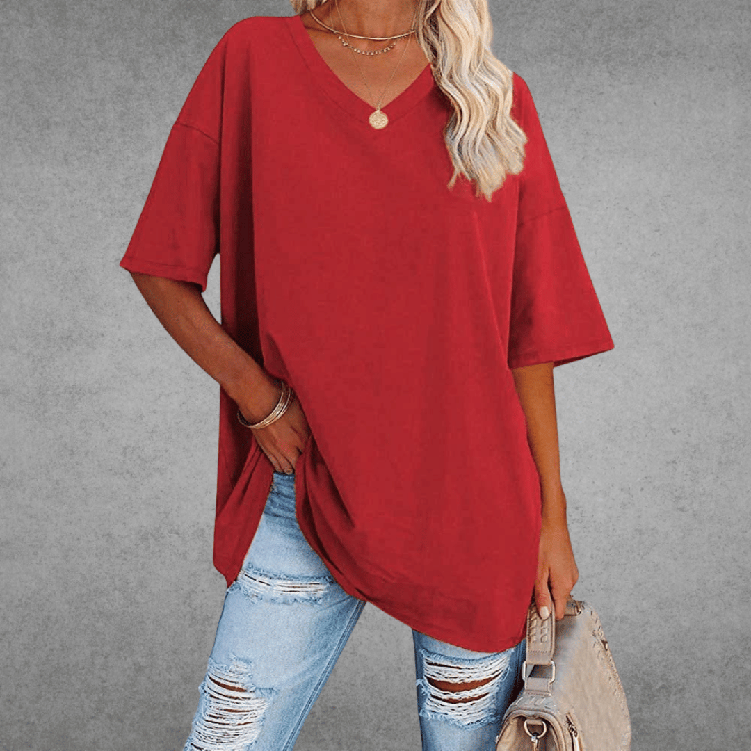 Sienna Moreau | Oversized V-hals T-shirt med afslappet elegance