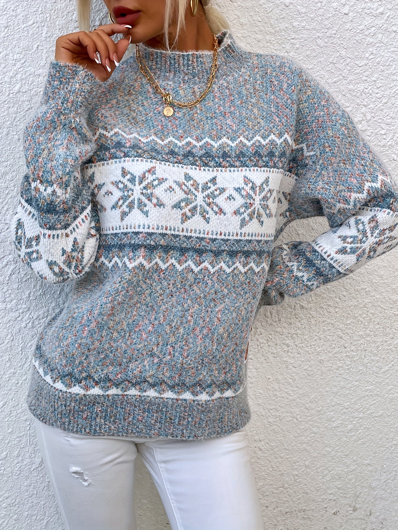 Christina Ravn | Schneeflockenpullover mit hohem Kragen