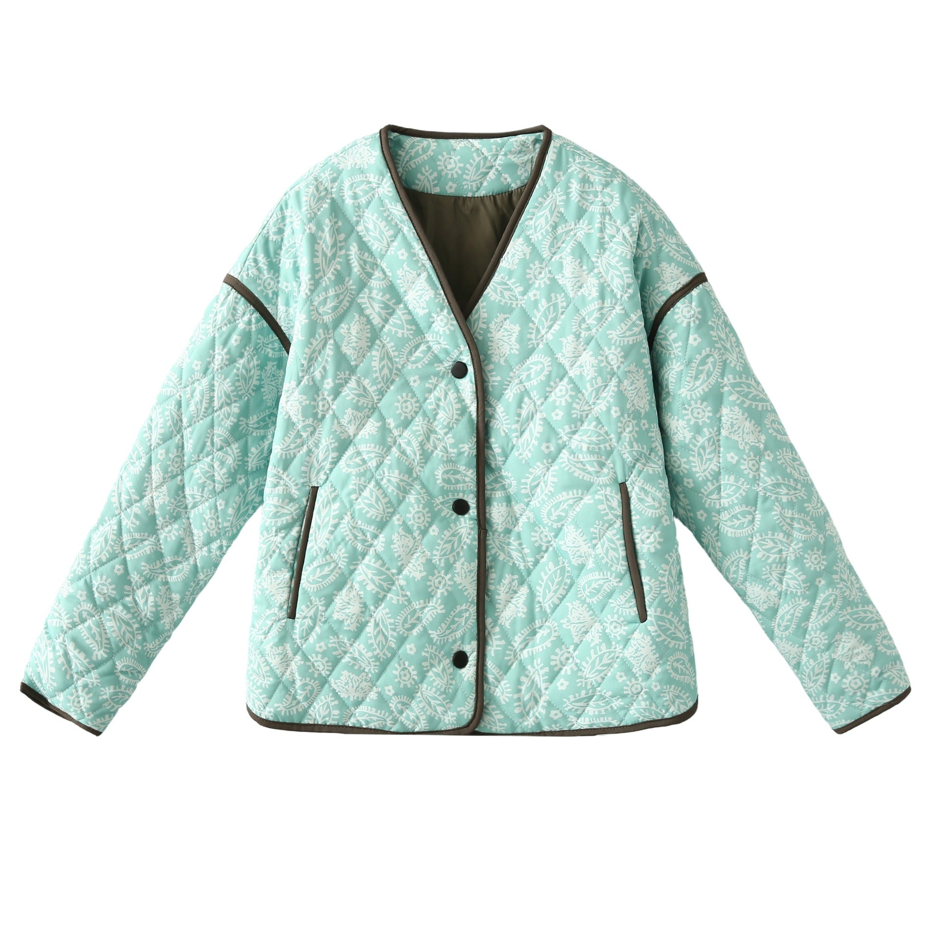 Mathilde Knudsen | Gesteppte Jacke mit Paisley-Muster und V-Ausschnitt