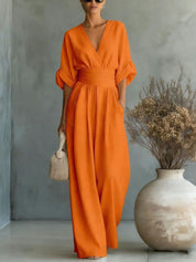 Renata Olivares | Wide-leg jumpsuit med V-hals til kvinder